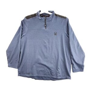 Spyder Shirt Blue Mens XL 1/4‎ Zip Long Sleeve Activewear Sweater Spellout